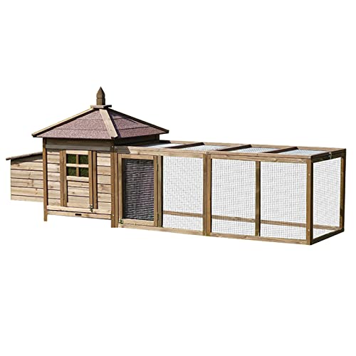 Hühnerstall aus Holz, großer Outdoor-Hühnerstall mit Nistkasten, Geflügelkäfig, erhöhter Haustierzwinger aus Holz mit…