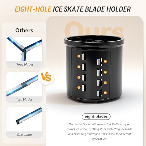 Image of Snow Cone Machine & Shaved Ice Machine, Crushed Ice Maker in Stainless Steel Metal Design with Ice Pick & Tray - Powerful Motor, Sharp Blades, Fast Ice Shaving for Home, Parties