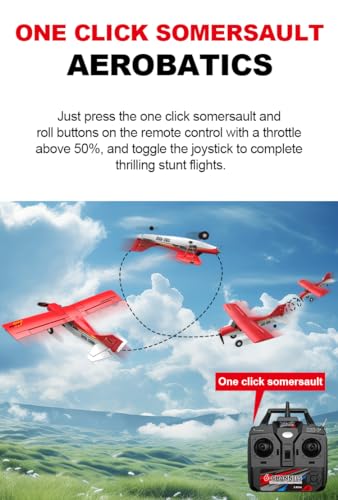 Image of FLYCOLOR QIDI-560 M7 Off-Road Aircraft 3D RC Plane One-Key Hanging Stunt Fixed Wing with Wind Resistant Flight Control for Beginner and Experienced Ready to Fly RTF(Red)