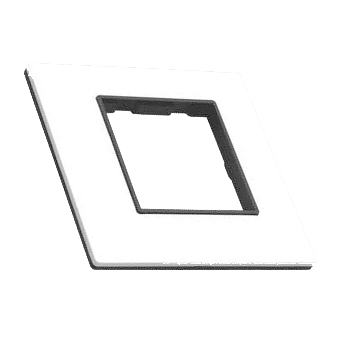 Glare Max Square 2 Modular Plate, White with Black Chrome - Pack of 2|2 Module Switch Plates|Cover Plate|2M Polycarbonate Switch Frame