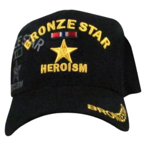 US Warriors Men's Bronze Star for Heroism Baseball Hat One Size Black Cover