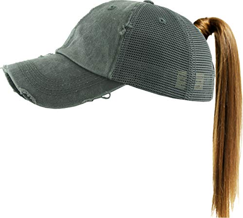 Image of Classic Plain Ponytail Messy High Bun Headwear Adjustable Cotton Trucker Mesh Glitter Hat Baseball Cap