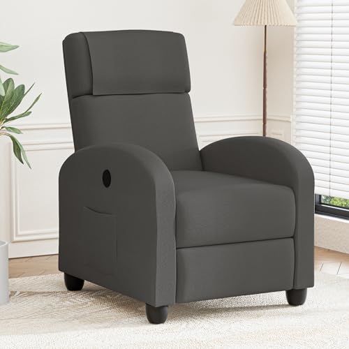 FiveWillowise Fernsehsessel Ruhesessel Relaxsessel mit Verstellbarer Beinablage und Verstellbarer Rückenlehne bis 140°, Einzelsofa, Liegesessel, TV Sessel mit Liegefunktion, Dunkelgrau