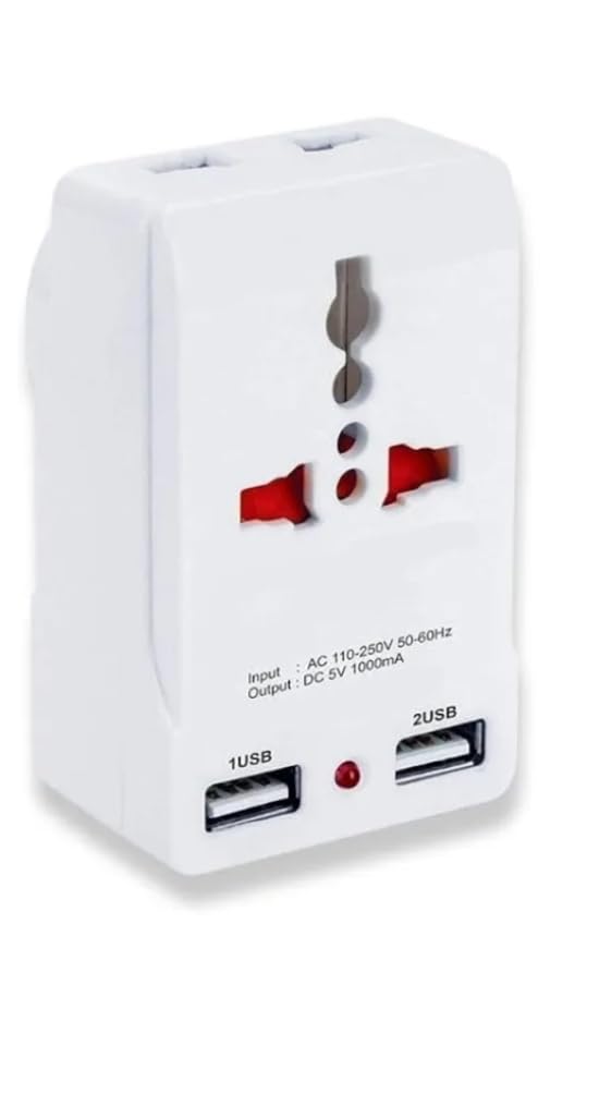 Generic Universal Travel Power Adapter with 2-Pin & 3-Pin Socket, LED Indicator, Multi-Function Outlets, USB Ports, White-picture-10