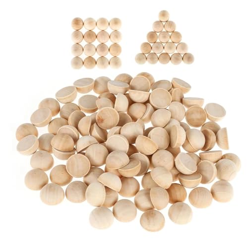 Image of 100Pcs Unfinished Half Wood Beads Wood Half Beads for Paint DIY Projects Toy 1.5cmx0.75cm