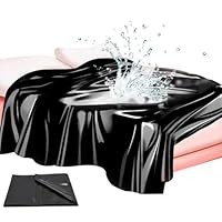 EAVUYIS Wasserdichtes Erotik Bettlaken für Paare Paarmassage und Wellness, 220 x 210 cm, Liebesdecke Wasserdicht für Sex Waschbar PVC (Schwarz)
