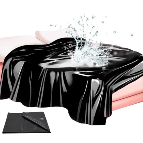 EAVUYIS Wasserdichtes Erotik Bettlaken für Paare Paarmassage und Wellness, 220 x 210 cm, Liebesdecke Wasserdicht für Sex Waschbar PVC (Schwarz)