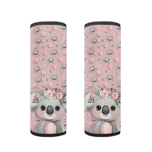 Biyejit Koala Flowers 2 Pieces Car Seat Strap Covers Soft Seat Belt Pads Cover for Kids Car Seat Straps Shoulder Pads Infant Stroller Strap Covers Seat Safety Belt Cushion for Boy Girls