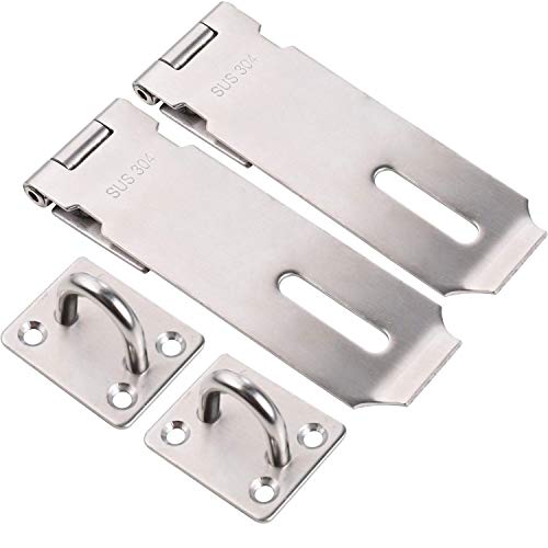 Image of SUS 304 Stainless Steel Padlock Hasp Door Clasp Gate Lock Latch 5 Inch (2 Pack)
