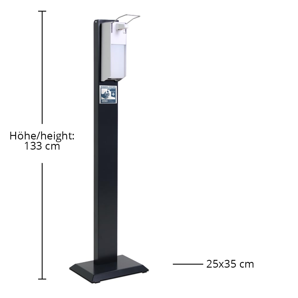 Hygienestation mit Desinfektionsspender - Desinfektionssäule mit Sensor oder Manual - Desinfektionsstation für Innen & Außen (Manual 1000 ml)