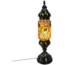 Lampara Arabe Sobremesa BY SIGRIS ORIGEN Home Decor Lámpara mosaico Lamparas | Lámpara de Sobremesa Naranja - 42x12x12cm