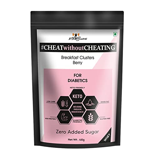 Kilobeaters Clusters Muesli, Low Carb Breakfast Cereals With High Protein, No Added Sugar, Diet Food, Berry (400 gm) Pack of 1