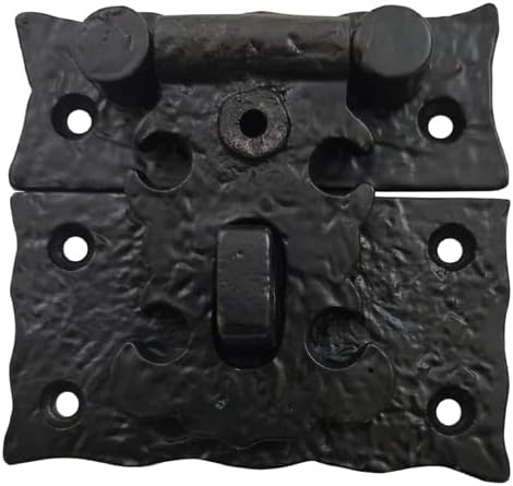 Adonai Hardware 3 Inch "Oshea" Antique Cast Iron Hasp & Staple Without Locking Mechanism for Trunks and Jewellery Boxes - Matte Black Powder Coated, Antique Hardware, Cabinet Hardware