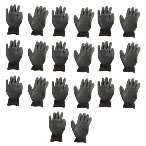 QANYEGN 10 pares de guantes de trabajo de seguridad, guantes de almacén recubiertos de PU, guantes antiestáticos de seguridad para jardinería al aire libre (negro 9L)