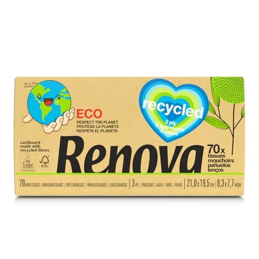 Renova Pañuelos Faciales Renova Recycled | Cajita de 72 pañuelos | Papel Reciclado | Certificado FSC® y Ecolabel