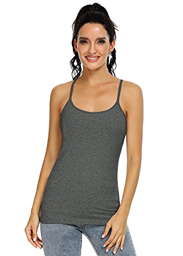 Image of Orrpally Women Cotton Camisole Shelf Bra Cami Tank Tops Adjustable Spaghetti Strap Tank Top 3-Pack
