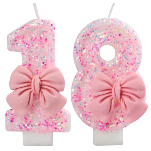 Bougie d'anniversaire rose chiffre 18 pour créer un instant magique