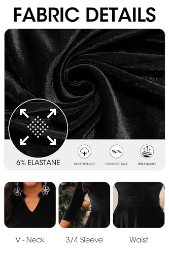 Image of Nmoder Casual Dresses for Women Semi Formal Fit and Flare 3 /4 Sleeve A-line Church Work Dress with Pockets
