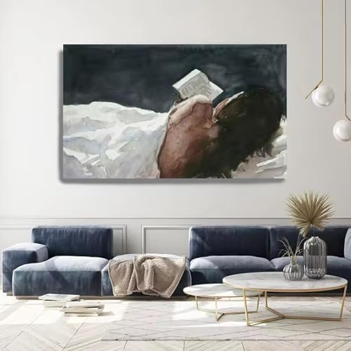 Images d'art mural de femme allongée lisant un livre sur toile