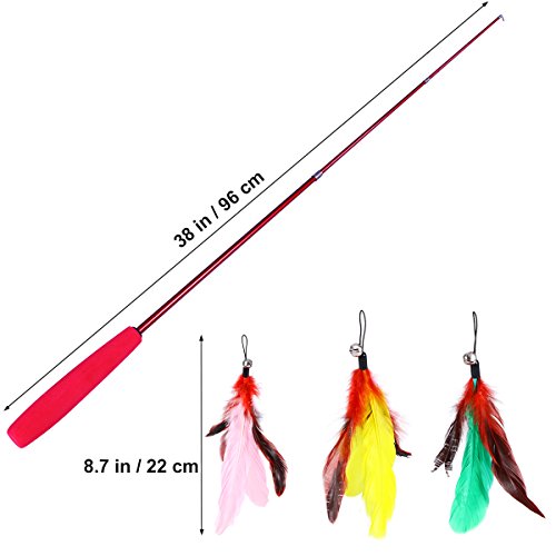 Popetpop – Varinha retrátil para gatos com penas, brinquedo interativo para gatos e gatos