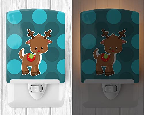 Lámpara de noche cerámica con reno navideño multicolor miniatura 2