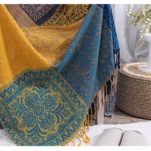 Miniatura 8 de Ele Eleoption Manta De Felpilla Para Sofá, Diseño Tribal Folk 220 X 250 Cm, Azul