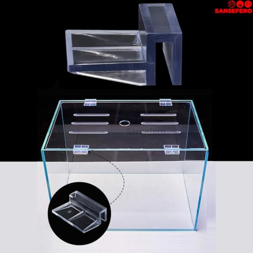 Image of SANSEFERO 10 MM Acrylic Aquarium Fish Tank Lid Cover Support Clip Clamp for Rimless Aquarium And Glass Top, Plastic Fish Tank Cover, Aquarium Hoods (10 MM) 6 Pieces