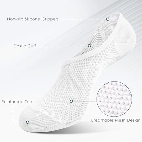 10 Pairs Thin Black and White Nylon No Show Womens Female, Ideal, Breathable Fit liner no slip low cut socks2