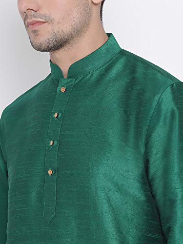Image of VASTRAMAY VM Mens Silk Blend Kurta Pyjama Set - Classic Ethnic Attire for Timeless Style and Cultural Celebrations | Soft Comfortable Solid Full Sleeves Kurta and Churidar Pyjama Set