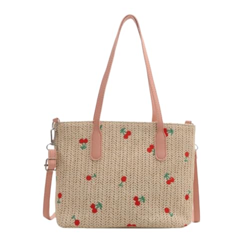 Crossbody Bag Handmade Braid Shoulder Bags Woven Handbags Women (Pink) - Main Image