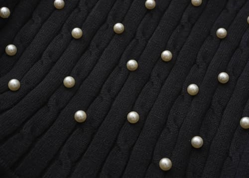 Girls Dress Sweater Long Sleeves Pearls Cable Knit Sweater Cute Winter Dresses4