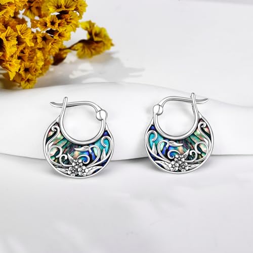 Tree of Life/Sunflower/Mountain/Daisy/Flower/Dragonfly/Butterfly/Earrings 925 Sterling Silver Hoop Earrings for Women3