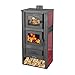 Produktbild Kaminofen mit Backfach Rot Holzofen 12,1 kW Kamin Ambasador Ofen Dauerbrandofen Werkstattofen Schwedenofen Hüttenofen Heizofen