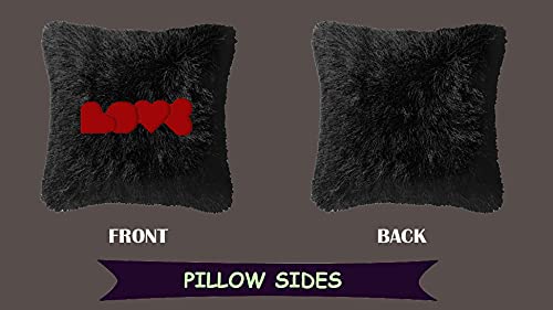 Image of Best Gifts for Birthday /Valentine's Day /Give with A Grateful Heart Love Quote - Square Shape Fur Throw Pillow Cushion - Home Sofa Decorative 16 X 16 inches (Black)