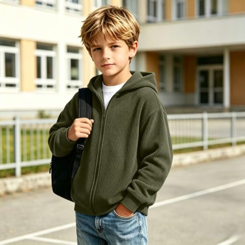 Boys Zip Up Hoodie Corduroy Knit Sweatshirts Long Sleeve jacket 3-14 Years - image 6
