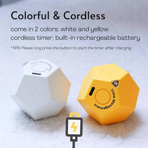 SHPTDJTIC Cube Timer Rotating Productivity Timer – Rechargeable Desk ...