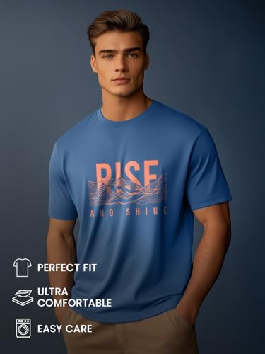 Image of Nobero 100% Cotton T Shirts for Men Stylish | Regular Fit | Graphic Printed T Shirts for Men 180 GSM Combed Cotton | Round Neck Half Sleeve
