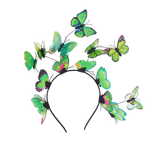 Lurrose Butterfly Fascinator Headband Halloween Fairy Crown Hairhoop Tea Party Hats for Women Girls Kids, Green, 28 x 26 5 cm - Image 2