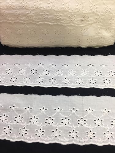 Image of PCJS White Embroidery Cotton Lace Ribbon for Decor Skirts Sarees Blouses Border Tablecloth Ribbon Slipcover Clothing Accessories - 10 Mtr