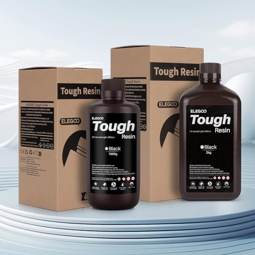 Image of ELEGOO Tough Resin, 3D Printer Resin for DLP LCD 3D Printers Black 1000g | with High Impact Resistance and High Toughness, High Precision 3D Printing Resin for High Performance Printing