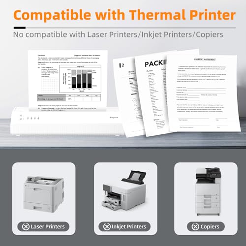 Bagana US Letter Thermal Printer Paper 8.5 x 11 Inch 4 Rolls Multipurpose Inkless Rolled Thermal Printing Paper Compatible with Letter Portable Printer