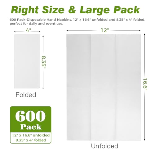 600 Pack Disposable Bathroom Hand Towels Super Value Bulk by Ginkgo - Used condition - Image 2