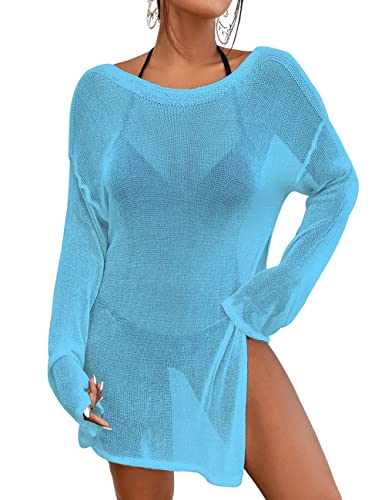 Image of Bsubseach Crochet Cover Ups for Women Bathing Suit Cover Up Dress Mesh Beach Top