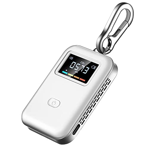 Sxmrmnx Monitor de CO2 móvil NDIR, detector de dióxido de carbono, gestor de pruebas de CO2 para interiores, sensor NDIR con gancho