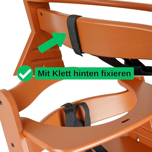 Hochstuhl Sicherheitsgurt, 1 Set, in Schwarz, kompatibel mit Hauck, Stokke Tripp Trapp, Roba, mitwachsender Kinderschutzgurt, 5 Punkt Gurtsystem Kinderhochstuhl, Kindersicherheitsgurt Stuhl Baby Tisch