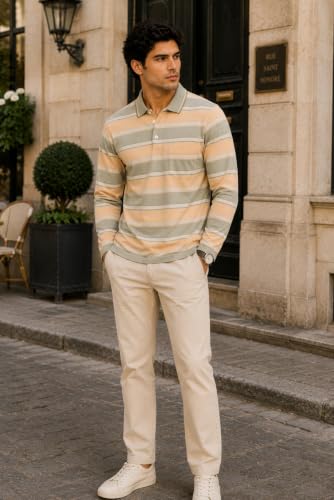 Image of SANE ORIGINALS Men's Full Sleeve Polo T-Shirt with Pocket, Premium Cotton Blend Collar Neck Tee