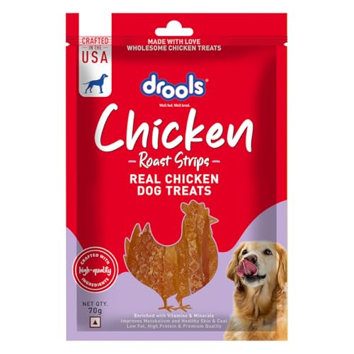 Image of Drools Puppy & Adult Roast Strips Dog Treats 70g | Real Chicken Flavour | Rich in Protein | No Artificial Preservatives | Best for Training & Bonding
