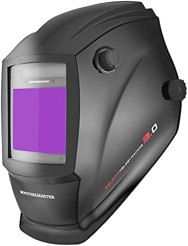 Monster & Master Large Viewing Screen Auto Darkening Welding Helmet, 4 Arc Sensor Wide Shade, MM-WH-001