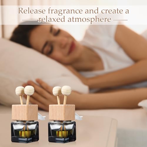 Image of Zubebe 30 Pcs Car Air Freshener Diffuser with Vent Clip Empty Car Diffuser Bottles for Essential Oil Perfume Glass Bottle with Wooden Caps Stick (Gradient Black)