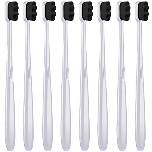 8 Pieces Soft Toothbrush Micro Nano Extra Soft Bristles Manual Soft Toothbrush with 20,000 Bristles for Teeth Oral Gum Recession Adults Kids Child (White with Black Bristle)